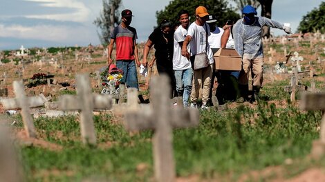 Entiero de muerto por coronavirus en Caju, al norte de Río de JAneiro