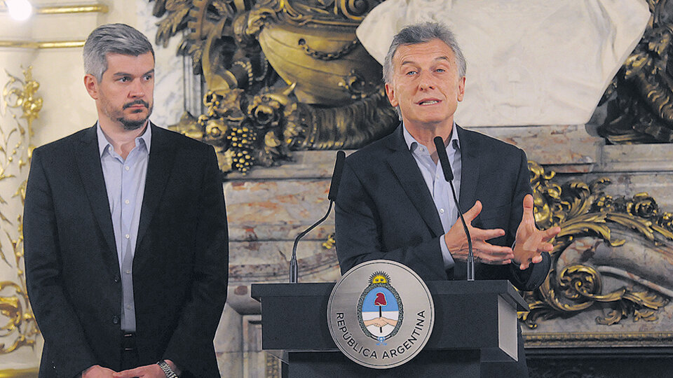 El presidente Mauricio Macri dio una conferencia de prensa en la Casa Rosada junto al jefe de Gabinete, Marcos Peña.