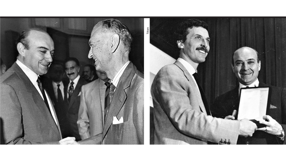 Junto al ministro de Economía de la dictadura José Alfredo Martínez de Hoz y con Mauricio Macri en los 90.