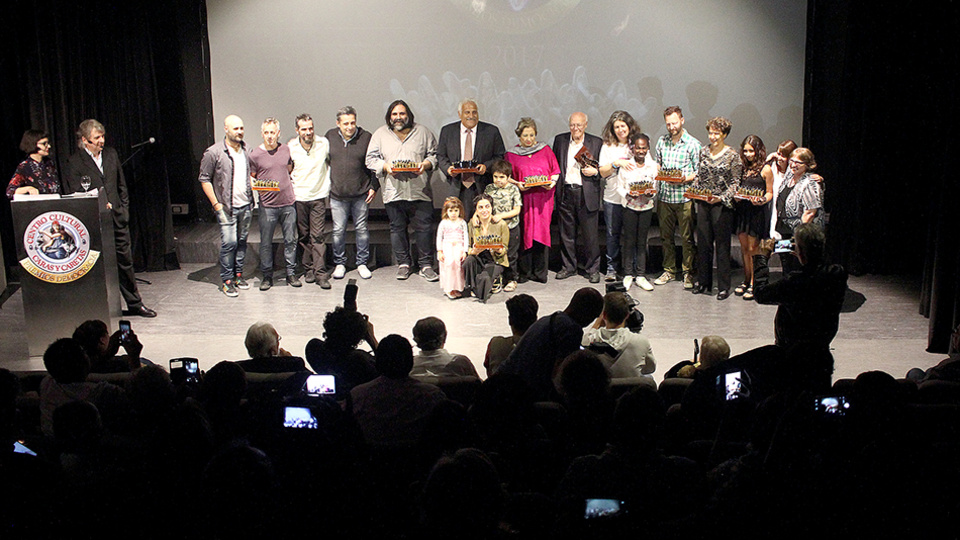 Al término de la ceremonia de entrega, los premiados en el auditorio de la Biblioteca del Congreso.