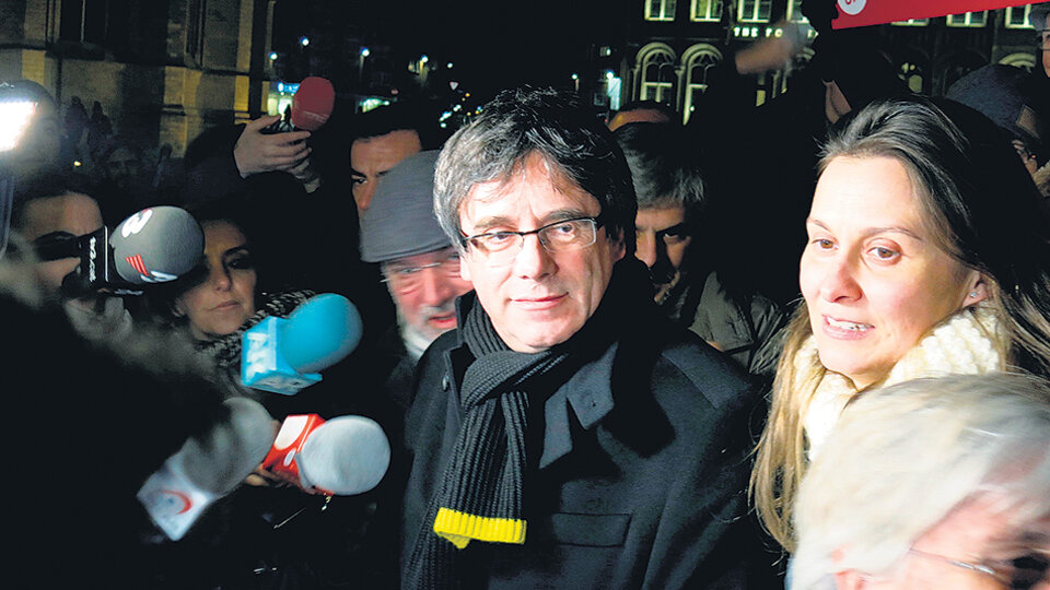 Puigdemont ayer en Bélgica durante un acto por los 100 días desde que empezó su exilio.