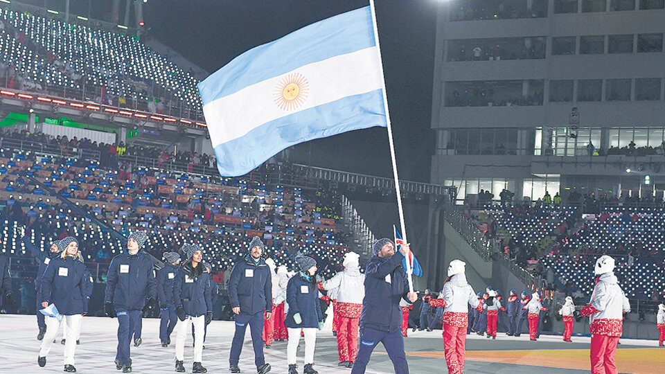 La delegación argentina durante el desfile de inauguración.