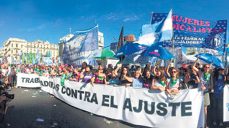 Las mujeres sindicalistas conformaron una de las columnas más numerosas.