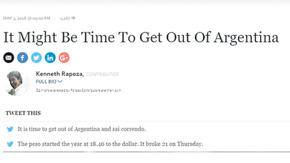 Argentina fue la noticia principal de Financial Times y también sobresalió en Forbes.