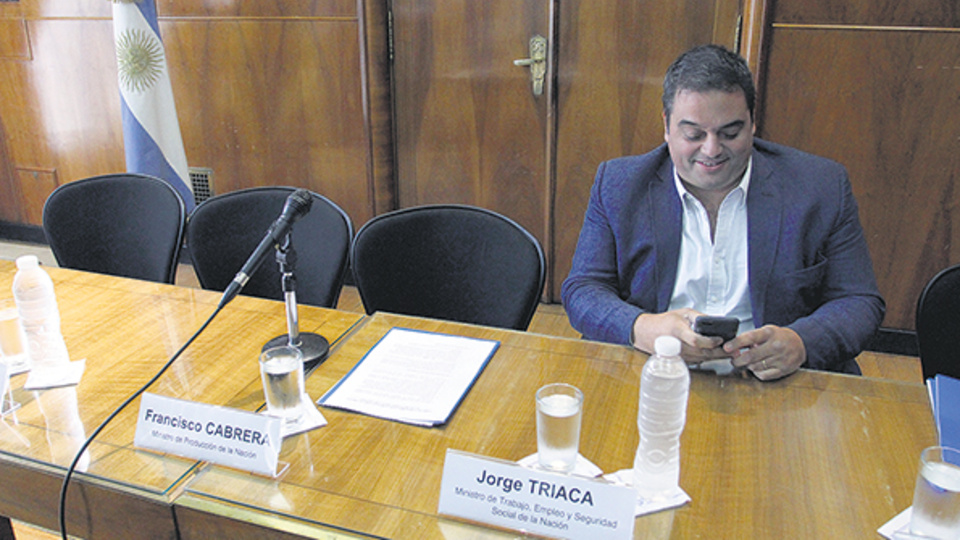 Jorge Triaca, ministro de Trabajo. El poder adquisitivo del salario no está entre las prioridades, dio a entender.