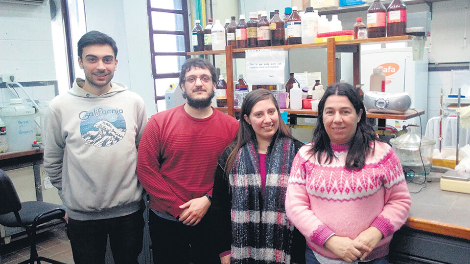 De izquierda a derecha, Gabriel de Diego, Juan Pablo Ferro, AyelÃ©n GonzÃ¡lez NÃºÃ±ez y Bettina Eissa, de la UNLu.