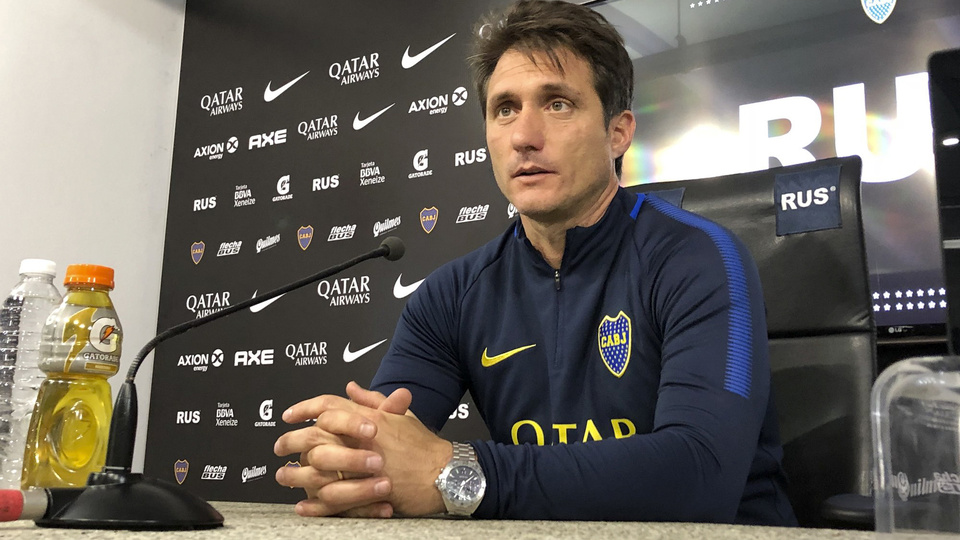 Guillermo Barros Schelotto durante la conferencia de prensa.