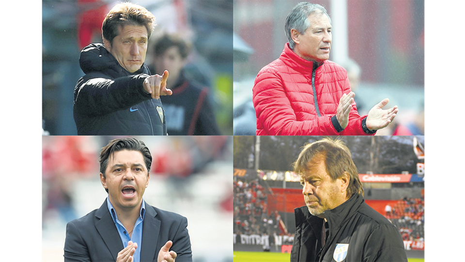 Cuatro entrenadores ante una prueba decisiva: Barros Schelotto, Holan, Gallardo y Zielinski.