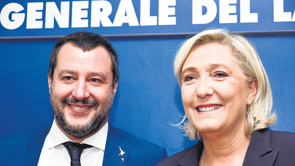 Salvini y Le Pen festejaron el triunfo de Bolsonaro en Brasil.