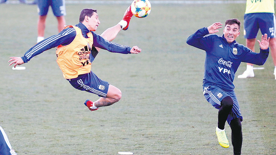 La Selección se entrenó ayer bajo las órdenes de Scaloni.