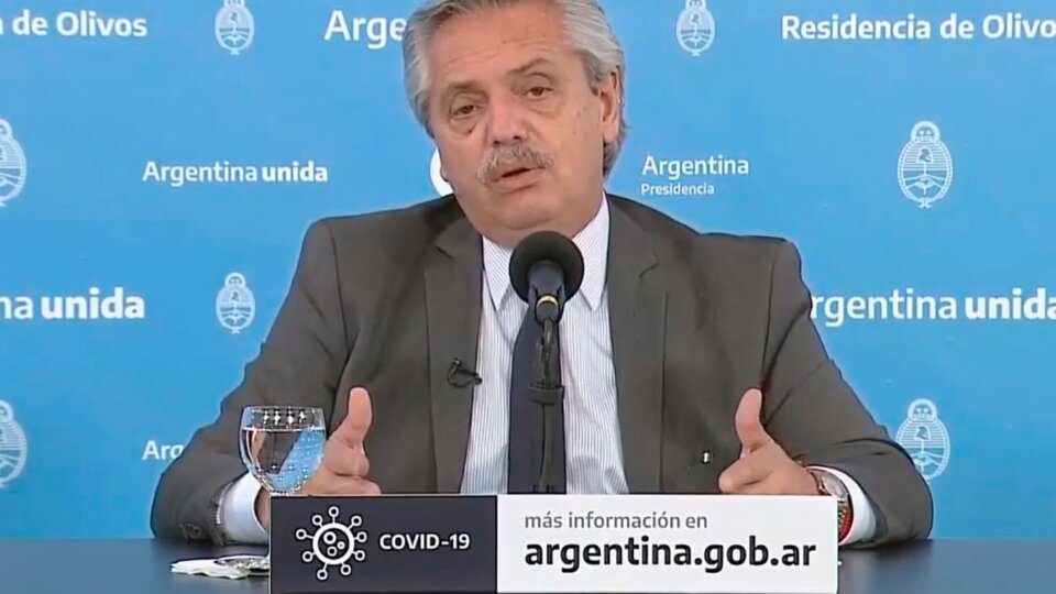 Fernández, en su alocución de esta tarde. (Fuente: Captura de pantalla)