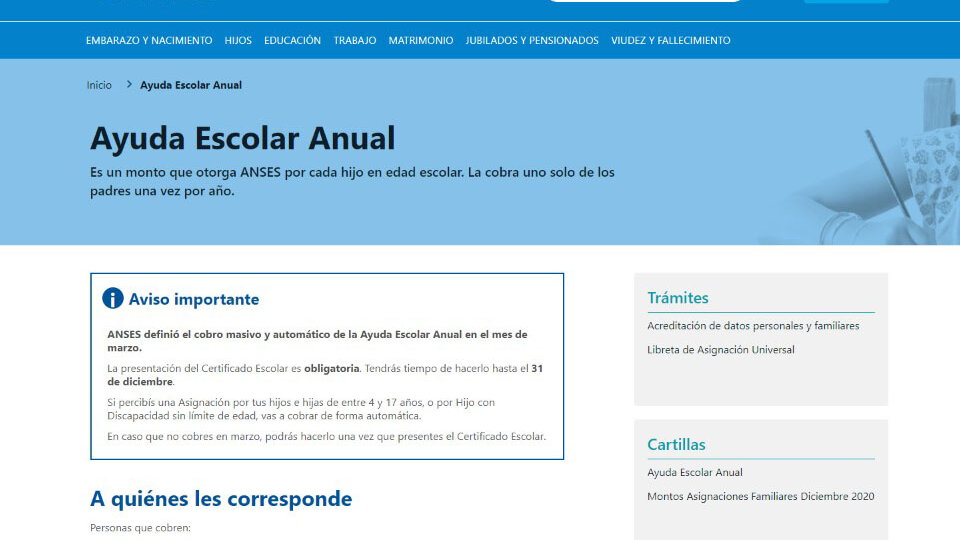 Ayuda Escolar Anual 2021 De Anses: Cómo Cobrarla Y Cuáles Son Los ...