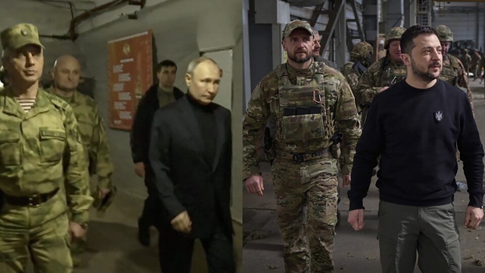 Putin y Zelenski visitaron a sus respectivas tropas en combate en Ucrania  | El presidente ruso recorrió Jersón y Lugansk y su par ucraniano estuvo en Avdíivka 