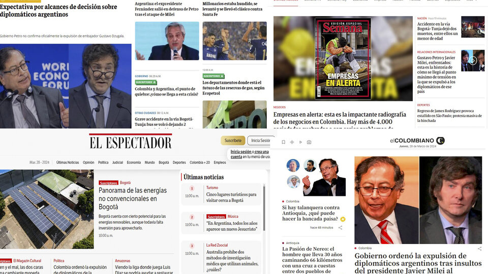 Así reflejaron los medios colombianos el ataque de Milei a Petro y el conflicto diplomático | La noticia destacada de los principales sitios periodísticos