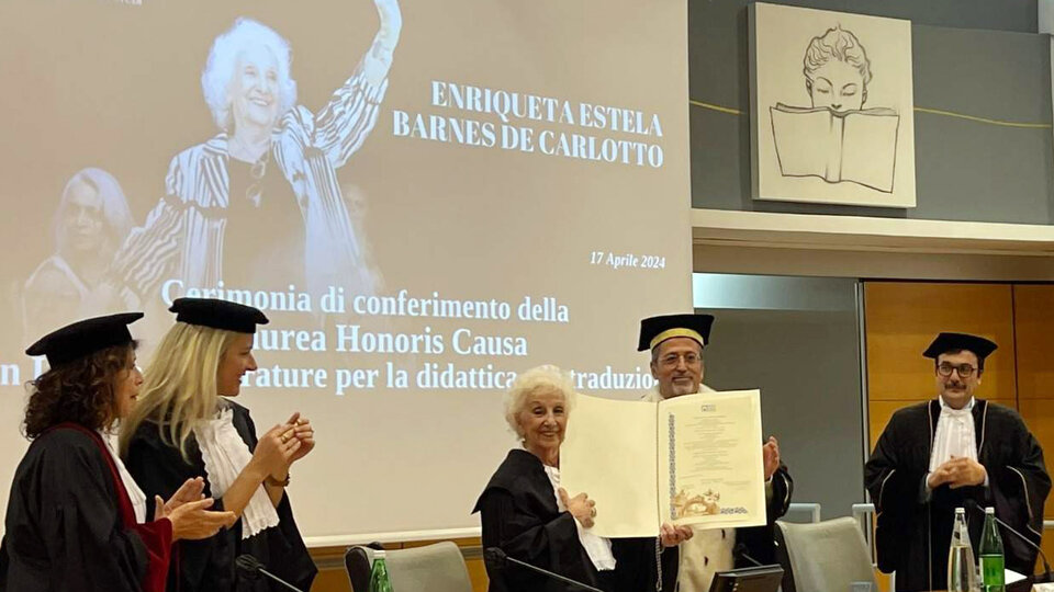 Estela de Carlotto recibió el doctorado Honoris Causa de la Universidad Roma Tre