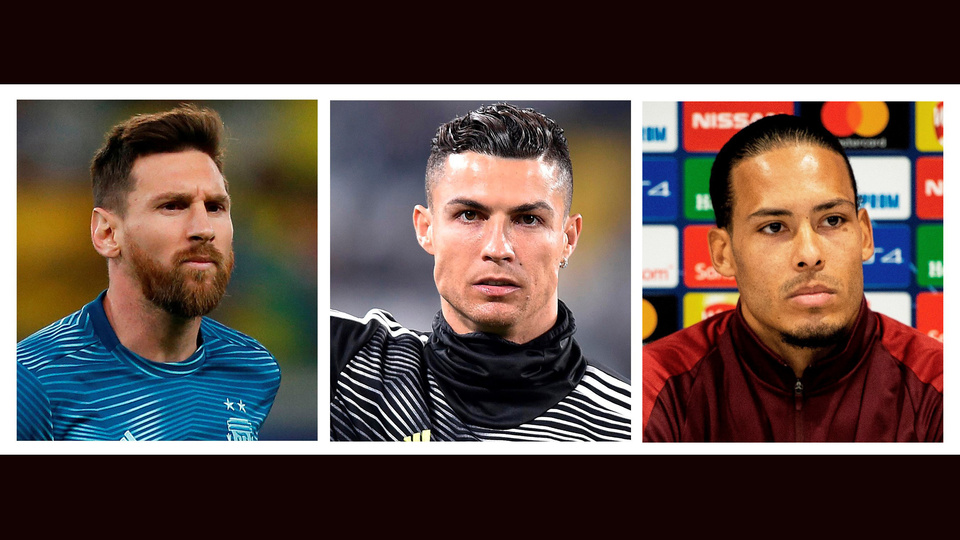 Messi, Crisitano y Van Dick.