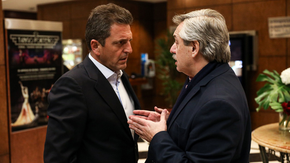 Sergio Massa y Alberto Fernández en el encuentro de ayer.