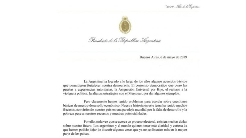 La carta completa de Mauricio Macri para la oposici 