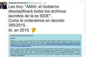 Desclasificar lo ya desclasificado (Fuente: @CFKArgentina)