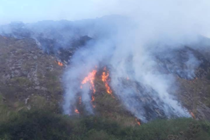 Comuneros y bomberos combaten el fuego en las Yungas 