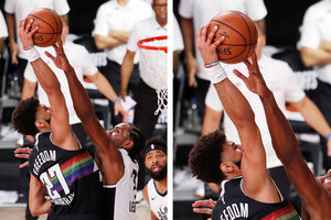 El increíble tapón a un dedo de Kawhi Leonard en la NBA (Fuente: AFP)