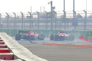 Otra debacle de Ferrari: Vettel se accidentó y Leclerc casi lo choca (Fuente: Prensa F1)