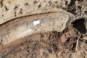 La bajante del río Salado permitió hallar restos fósiles de más de 10.000 años (Fuente: Télam)