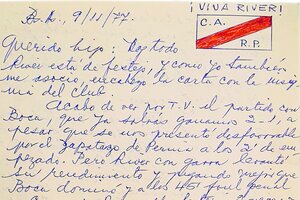 La carta que el Capitán Soriani le envió a su hijo a la cárcel en 1977. 