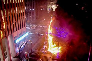 Nueva York: un hombre incendió el imponente árbol navideño frente a Fox News 
