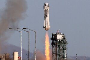Terminó con éxito el tercer viaje de Blue Origin al espacio (Fuente: AFP)