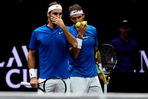 Federer y Nadal jugaron juntos en la edición 2017 de la Laver Cup en Praga (Fuente: AFP)