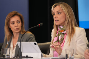 Malena Galmarini, presidenta de AySA, durante la presentación del nuevo esquema tarifario de luz, gas y agua.