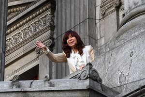 La vicepresidenta Cristina Kirchner este martes, tras su exposición sobre la causa de la obra pública. (Fuente: Télam)