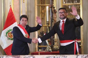 Presidente de Perú, Pedro Castillo y ministro de Transportes y Comunicaciones, Geiner Alvarado /  Twitter Geiner Alvarado.