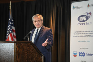 El presidente Alberto Fernández convocó en Houston, Estados Unidos, a empresas petroleras. (Fuente: Presidencia)