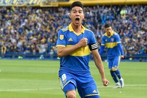 Guillermo Fernández grita el primer gol de Boca ante Independiente (Fuente: Télam)