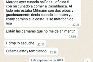 El mensaje enviado por el testigo a las 22.36 del 1 de septiembre, minutos después del ataque a CFK.
