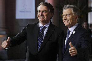 Jair Bolsonaro y Mauricio Macri, más que amigos. (Fuente: NA)