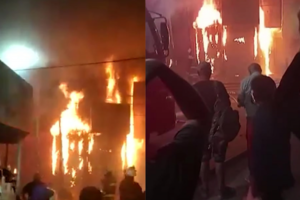 Impactante incendio en un negocio en Ciudadela 