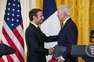 Joe Biden recibió a Emmanuel Macron en la Casa Blanca (Fuente: EFE)