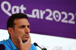 Lionel Scaloni durante la conferencia de prensa de este viernes, en la previa al partido contra Australia por los octavos de final del Mundial de Qatar 2022. (NA)