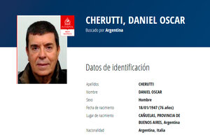 Interpol busca al represor de la SIDE Daniel Oscar Cherutti