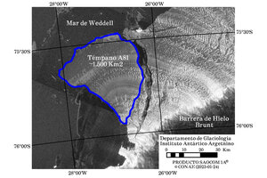 Monitorean el témpano que se desprendió en la Antártida para que no afecte el trayecto del Irízar (Fuente: Télam)