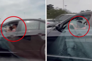 Imprudencia al volante: un hombre manejó con su hijo en brazos en la Autopista Ricchieri