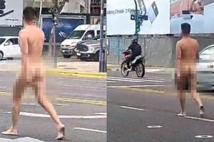 Corrió desnudo por Avenida del Libertador y terminó detenido (Fuente: Captura de vídeo )