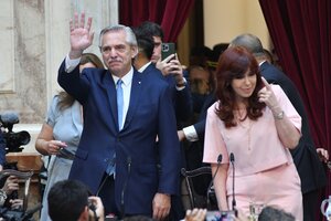 Alberto Fernández y Cristina Kirchner en la apertura de Sesiones Ordinarias de la Asamblea Legislativa. Imagen: NA.