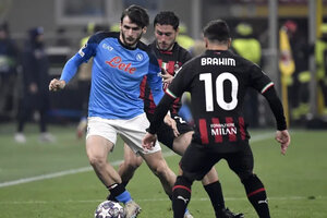 Napoli vs Milan empataron 1 a 1 por la Champions League (Fuente: AFP)