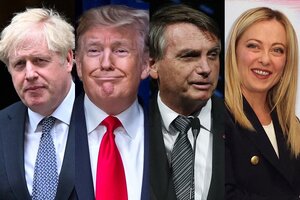 Boris Johnson, Donald Trump, Jair Bolsonaro y Giorgia Meloni.