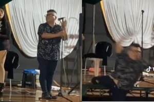 Un cantante de cumbia casi muere electrocutado en pleno concierto 