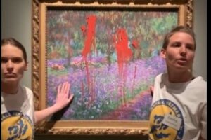 Activistas ambientales mancharon con pintura y pegamento un cuadro de Monet 